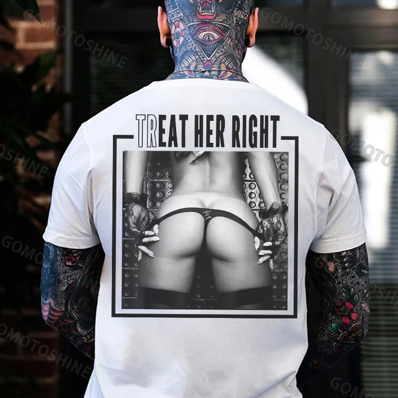 TREAT HER RIGHT Sexy Woman Bundle Game Print Men's T-shirt Image - 2