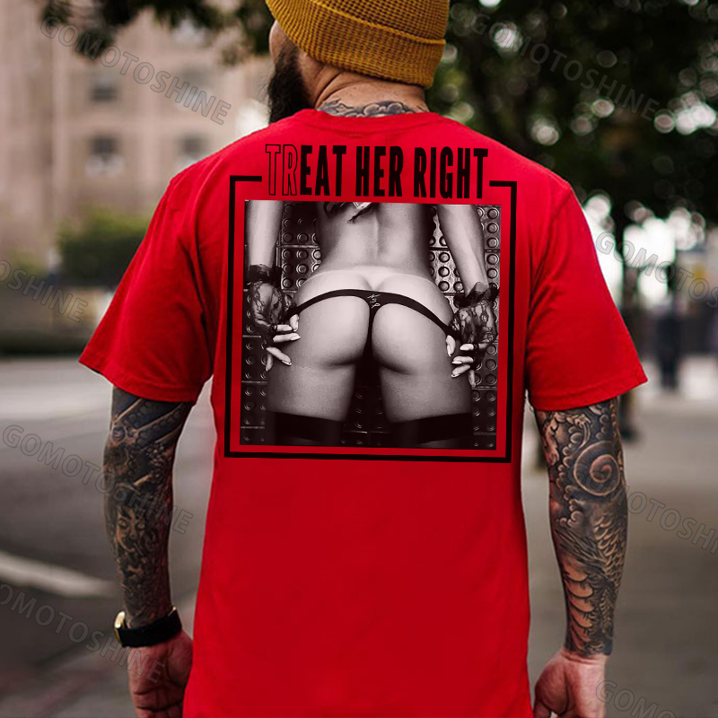 TREAT HER RIGHT Sexy Woman Bundle Game Print Men's T-shirt Image - 6
