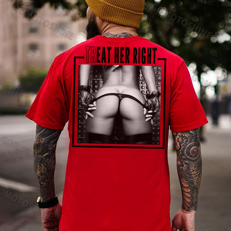 TREAT HER RIGHT Sexy Woman Bundle Game Print Men's T-shirt Image - 6