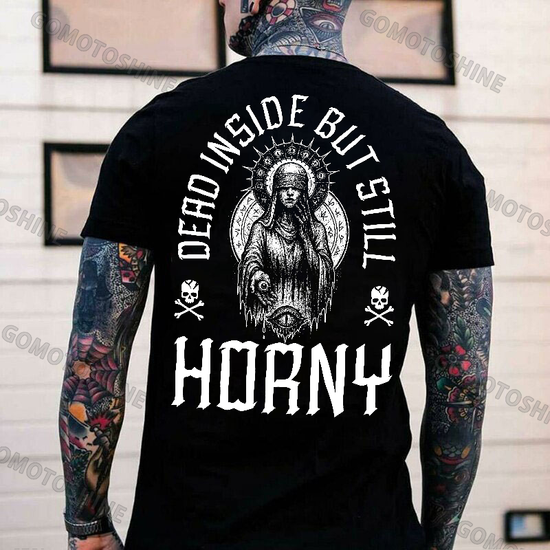 DEAD INSIDE BUT STILL HORNY Evil Nun Print Men's T-Shirt Image - 1