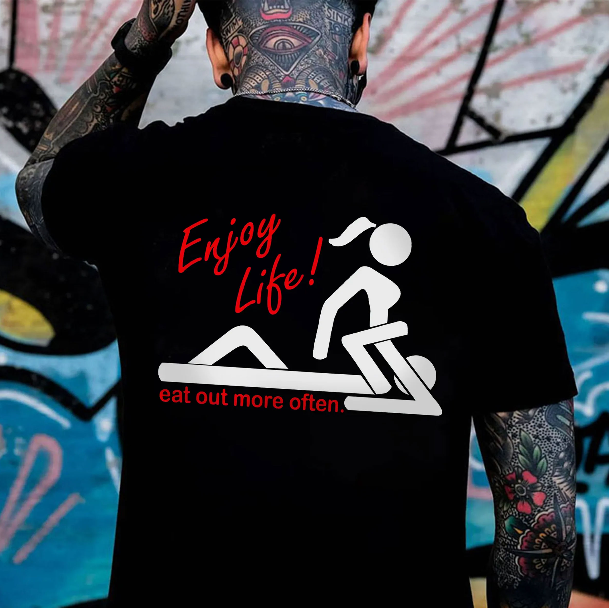ENJOY LIFE Lovers Have Sex Black Print T-shirt
