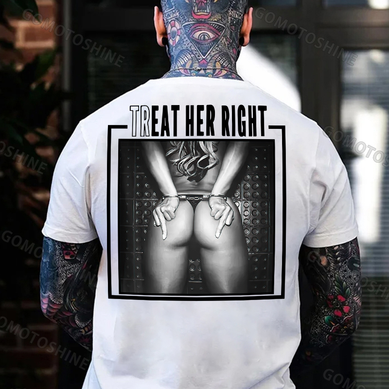 TREAT HER RIGHT Sexy Woman Bundle Game Print Men's T-shirt Image - 2