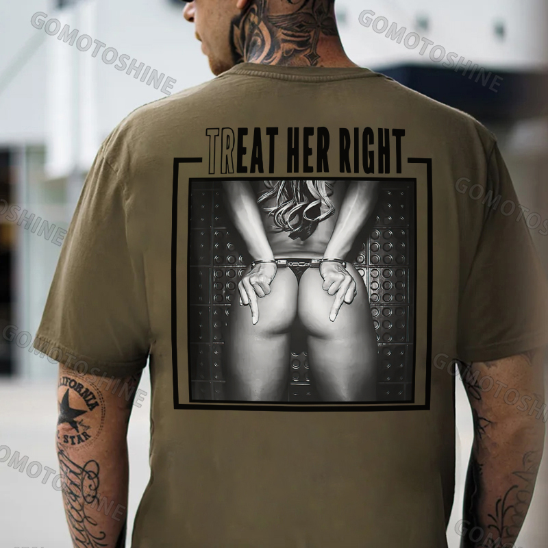 TREAT HER RIGHT Sexy Woman Bundle Game Print Men's T-shirt Image - 5