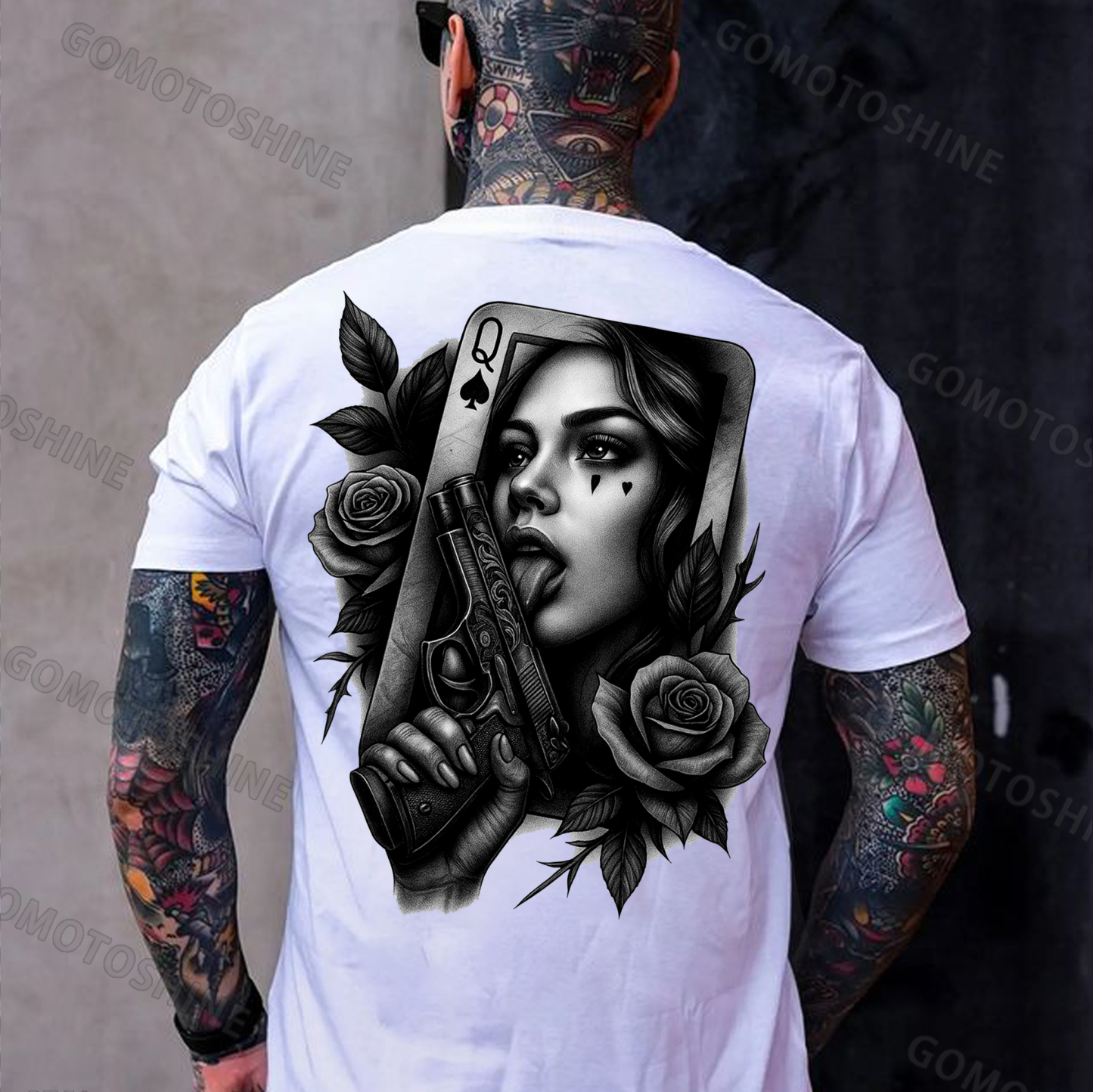 POKER Q Gangster Lady Print Men's T-shirt  Image - 1