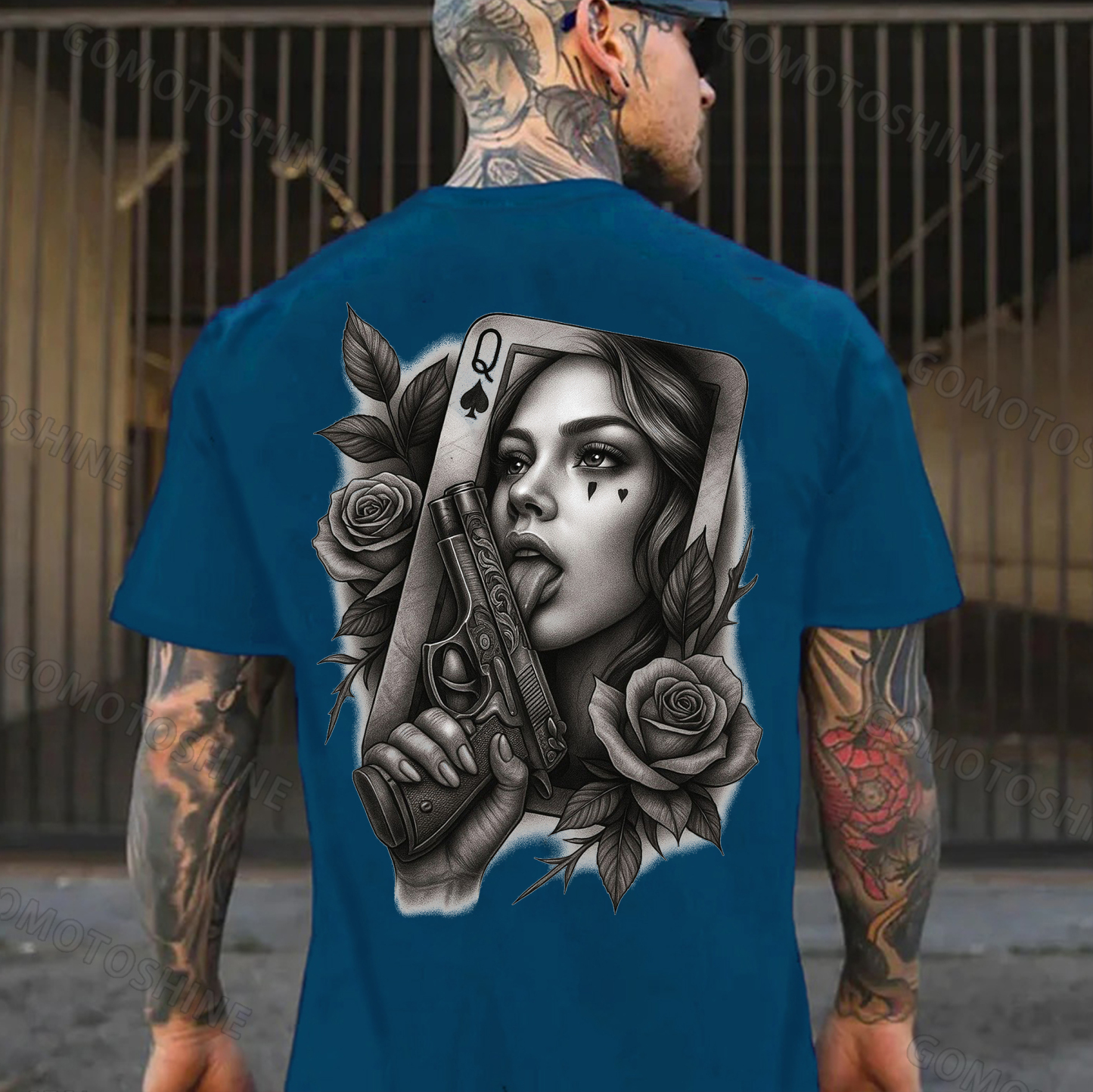 POKER Q Gangster Lady Print Men's T-shirt  Image - 4