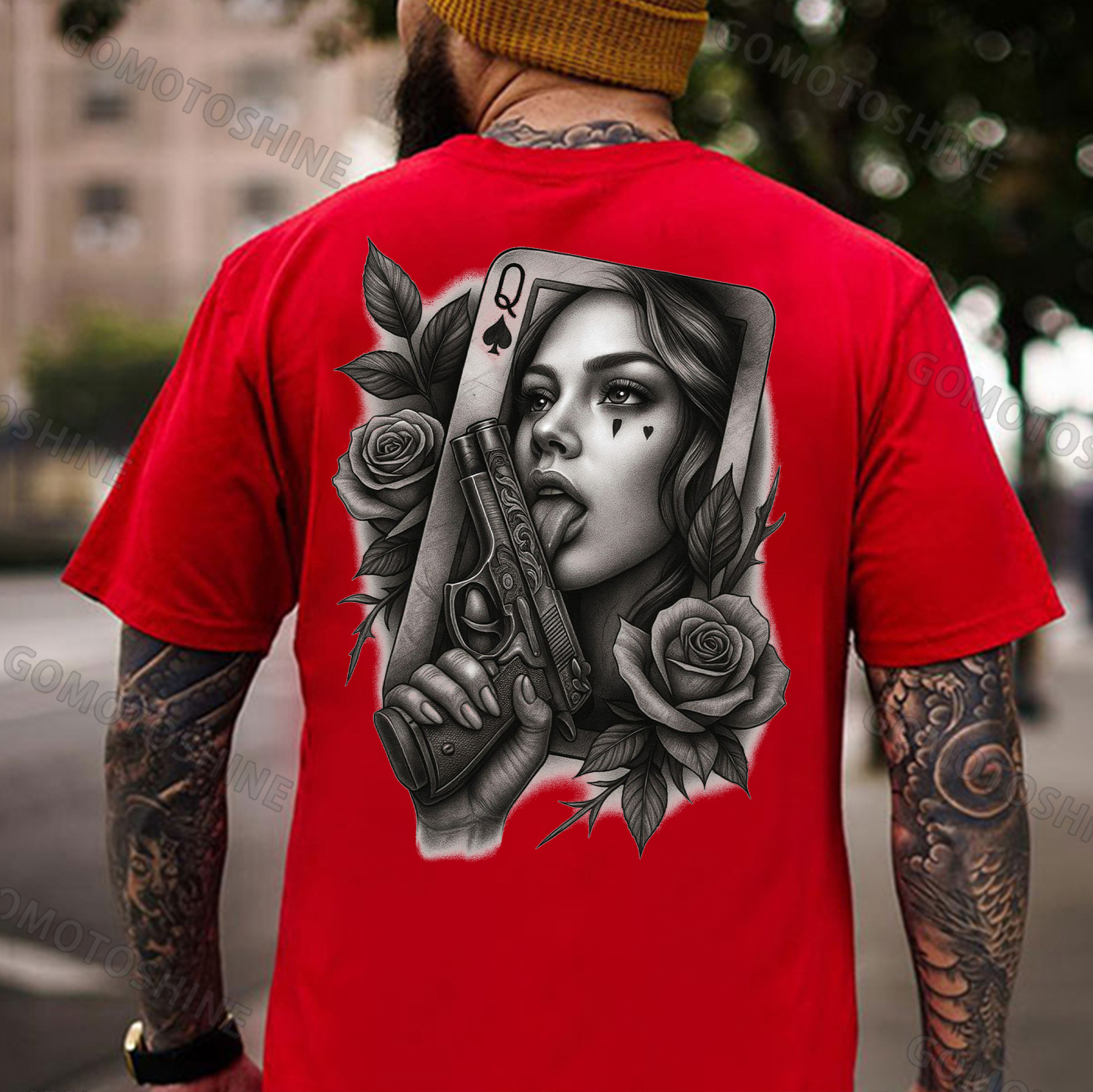 POKER Q Gangster Lady Print Men's T-shirt  Image - 6