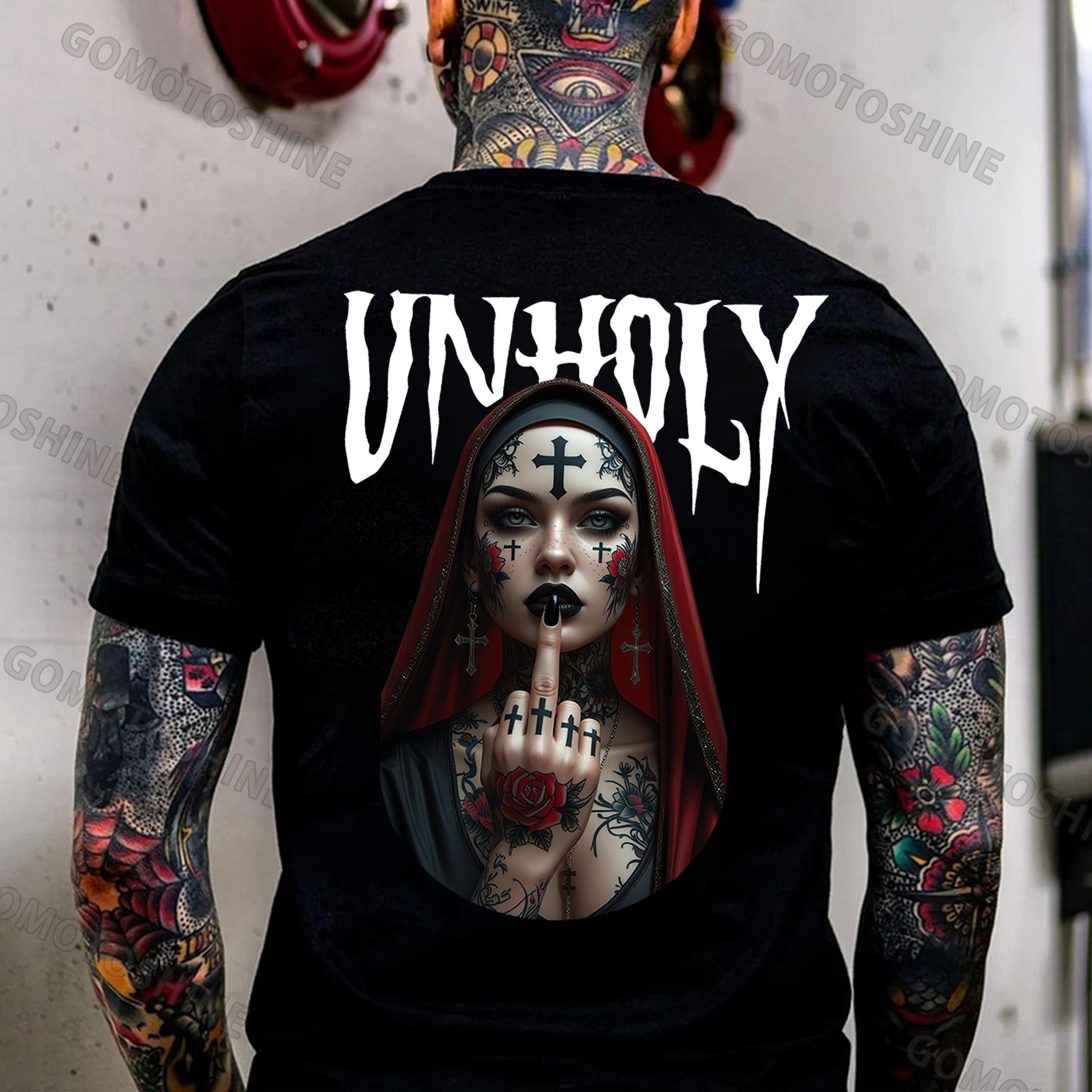 UNHOLY Defiant Nun Print Men's T-shirt Image - 1