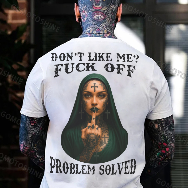 DON'T LIKE ME FUCK OFF Defiant Nun Print Men's T-shirt Image - 2
