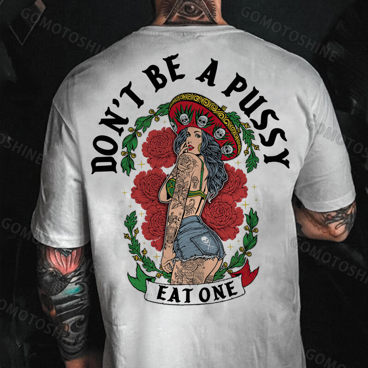 DON'T BE A PUSSY EAT ONE Mexico Girl Print Men's T-shirt Image - 2