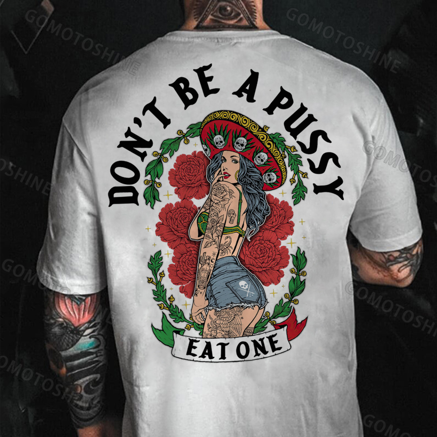 DON'T BE A PUSSY EAT ONE Mexico Girl Print Men's T-shirt Image - 2