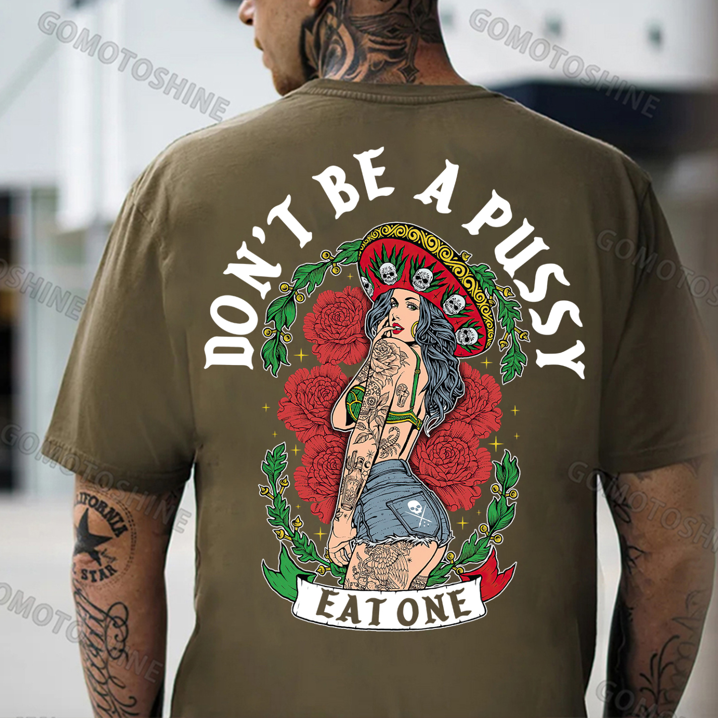 DON'T BE A PUSSY EAT ONE Mexico Girl Print Men's T-shirt Image - 5