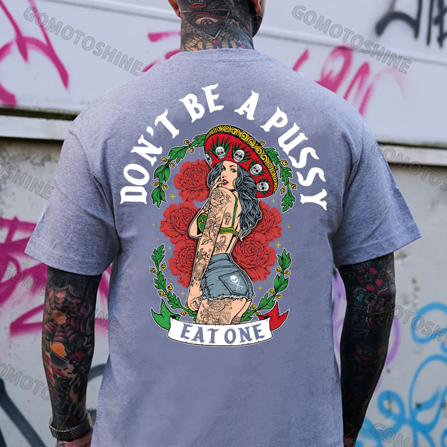 DON'T BE A PUSSY EAT ONE Mexico Girl Print Men's T-shirt Image - 3