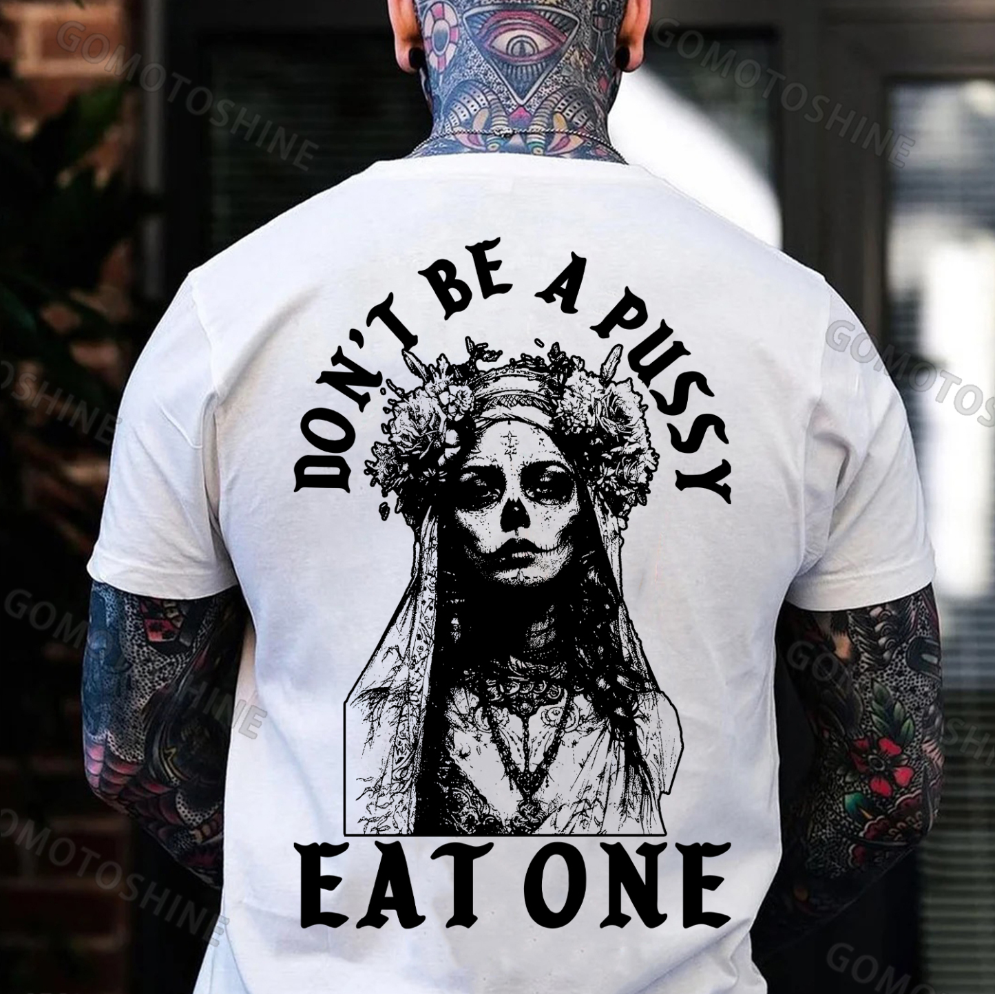 DON'T BE A PUSSY EAT ONE Zombie Bride Print Men's T-shirt Image - 2