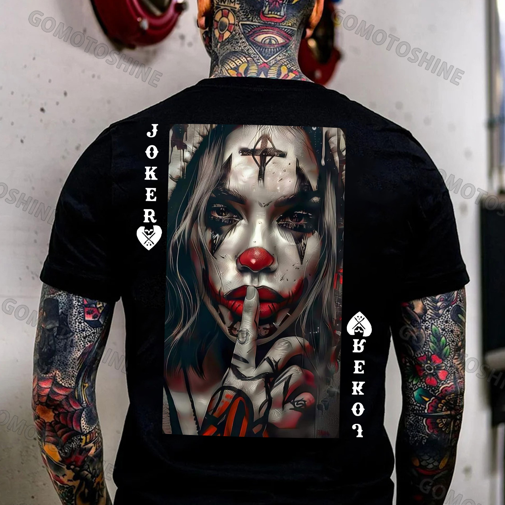 POKER JOKER GIRL Keep Silent Print Men's T-shirt Image - 1