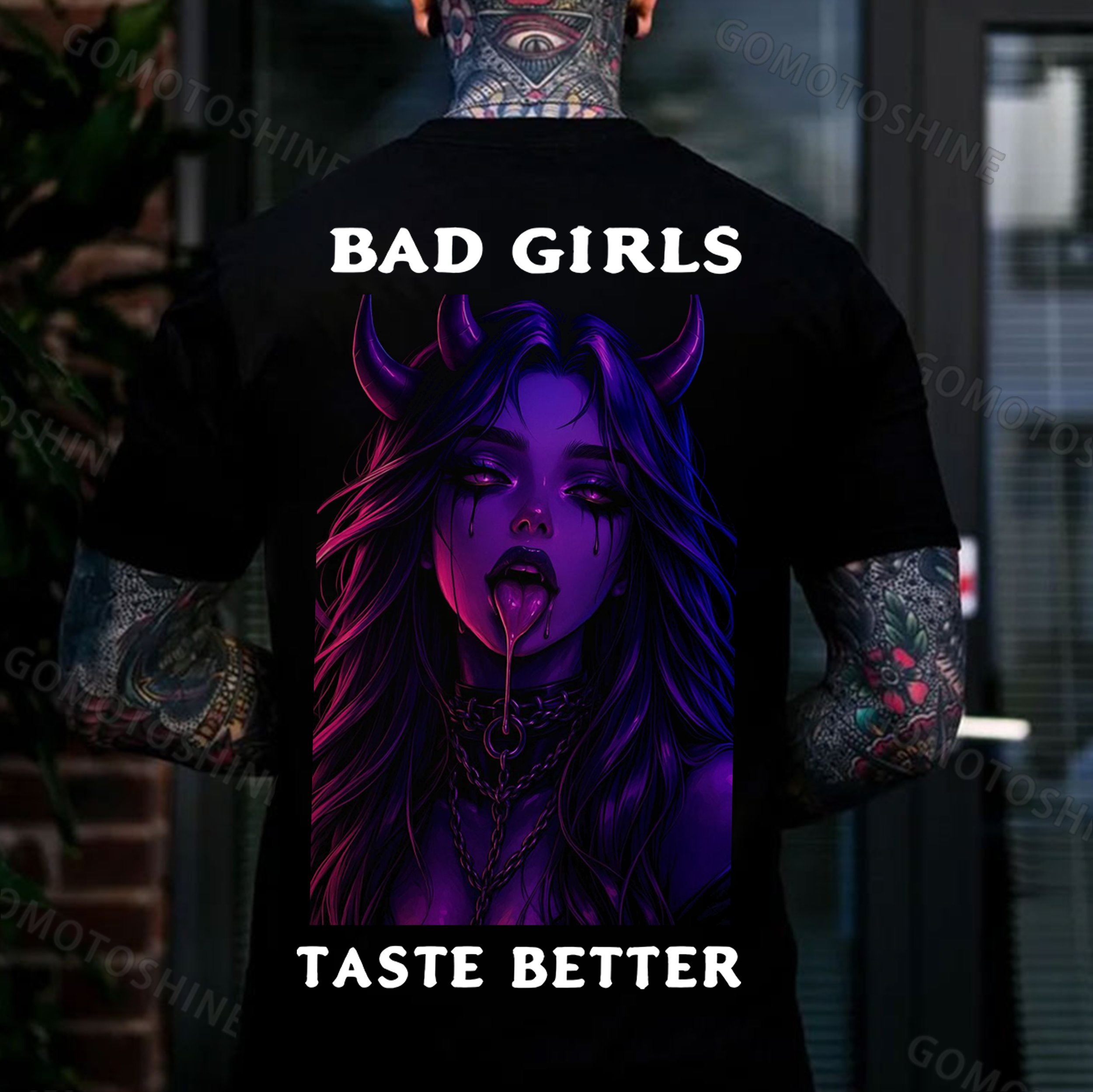 BAD GIRLS TASTE BETTER Sexy Devil Girl Print Men's T-Shirt Image - 1