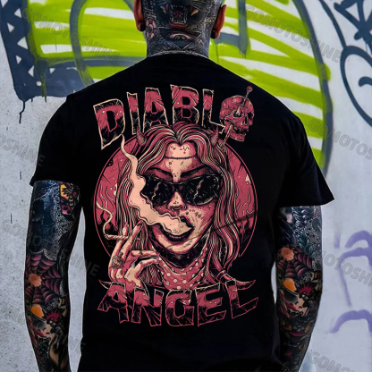 DIABLO ANGEL Smoking Lady Print Men's T-Shirt Image - 1