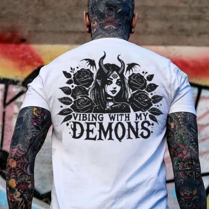 VIBING WITH MY DEMONS Devil Witch Print Men's T-shirt Image - 1