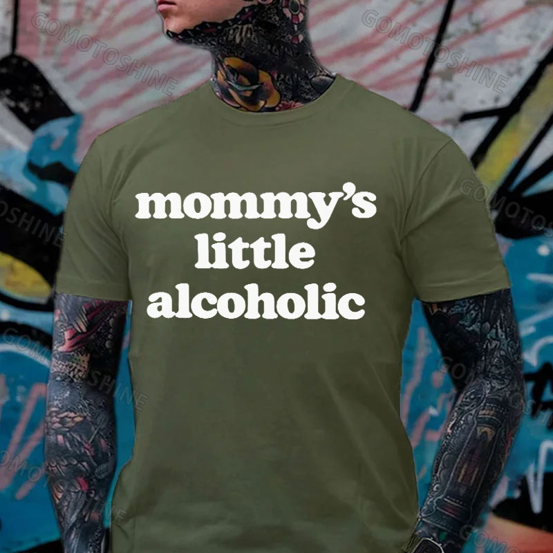 Mommy's Little Alcoholic Print Men's T-shirt Image - 5