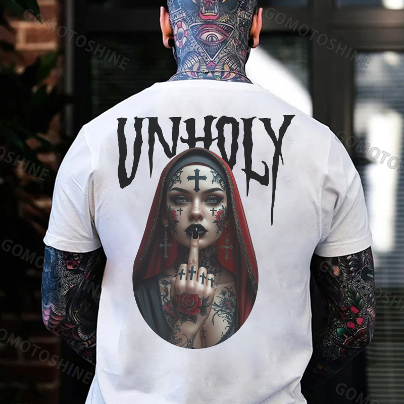UNHOLY Defiant Nun Print Men's T-shirt Image - 2