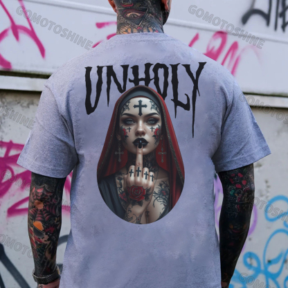UNHOLY Defiant Nun Print Men's T-shirt Image - 3
