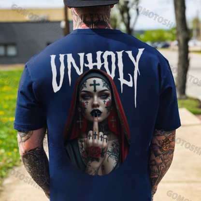UNHOLY Defiant Nun Print Men's T-shirt Image - 4