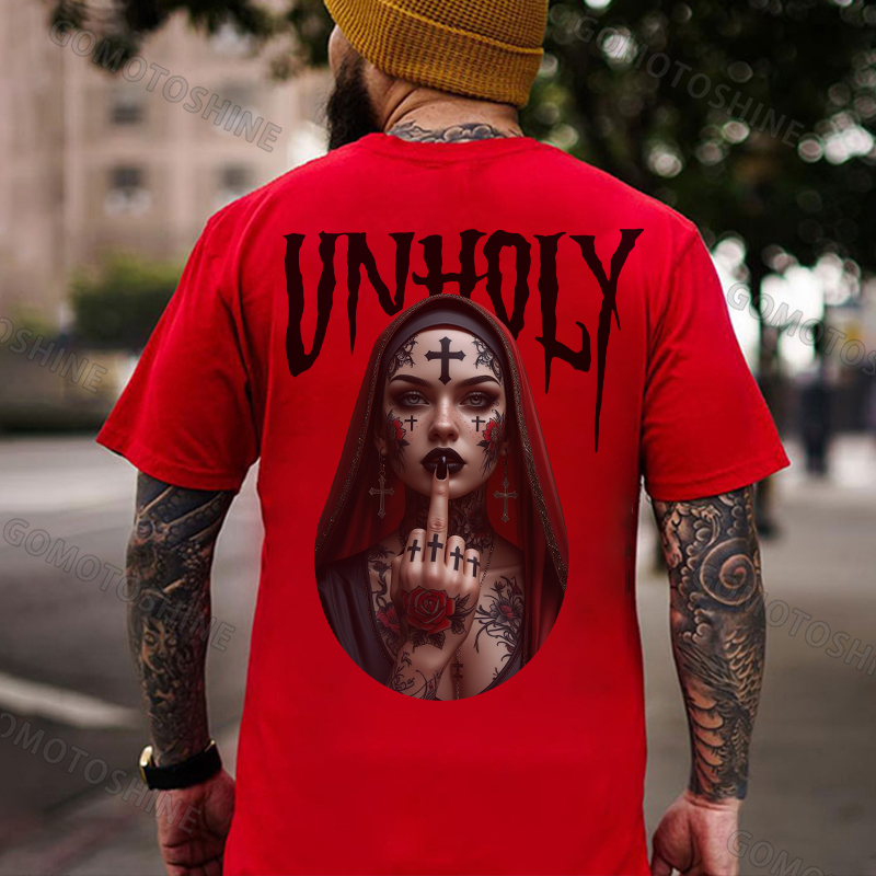 UNHOLY Defiant Nun Print Men's T-shirt Image - 6
