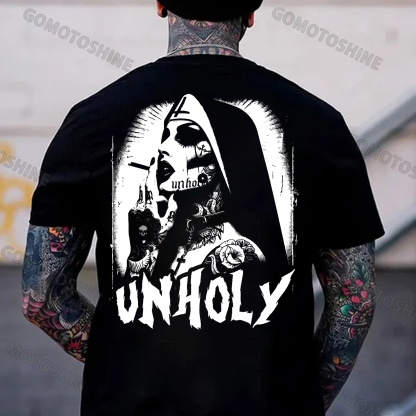 UNHOLY Gangster Tattooed Nun Print Men's T-Shirt Image - 1