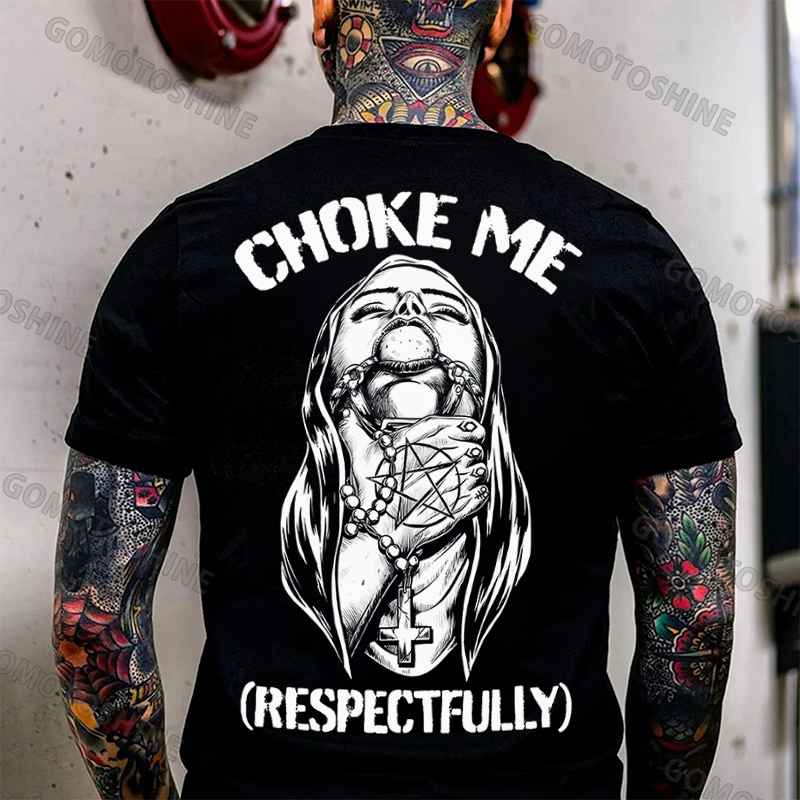 CHOKE ME RESPECTFULLY Chokehold Nun Print Men's T-Shirt Image - 1