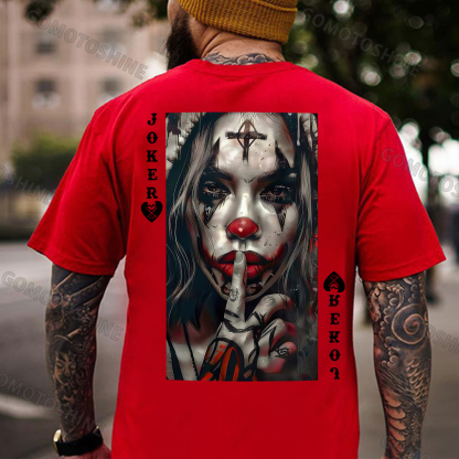 POKER JOKER GIRL Keep Silent Print Men's T-shirt Image - 6