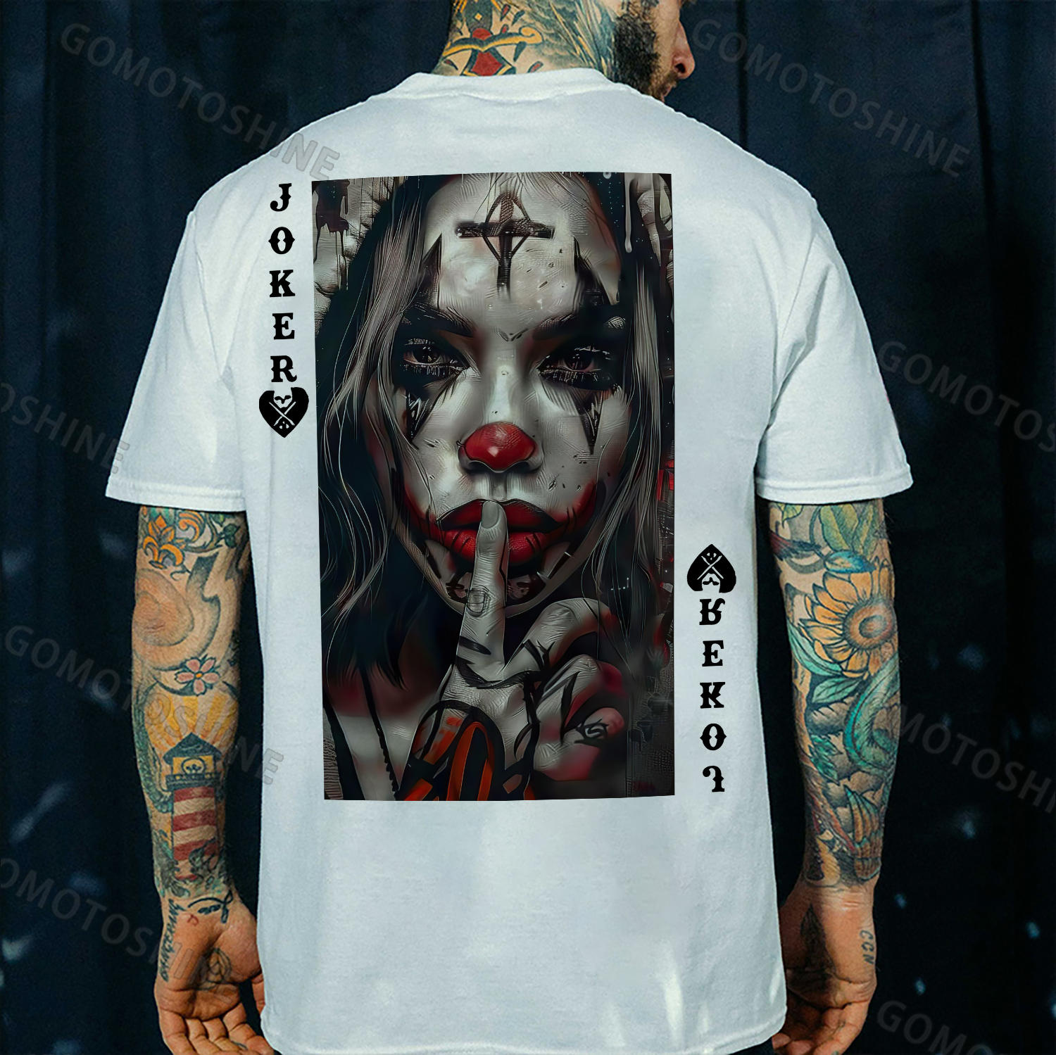 POKER JOKER GIRL Keep Silent Print Men's T-shirt Image - 2