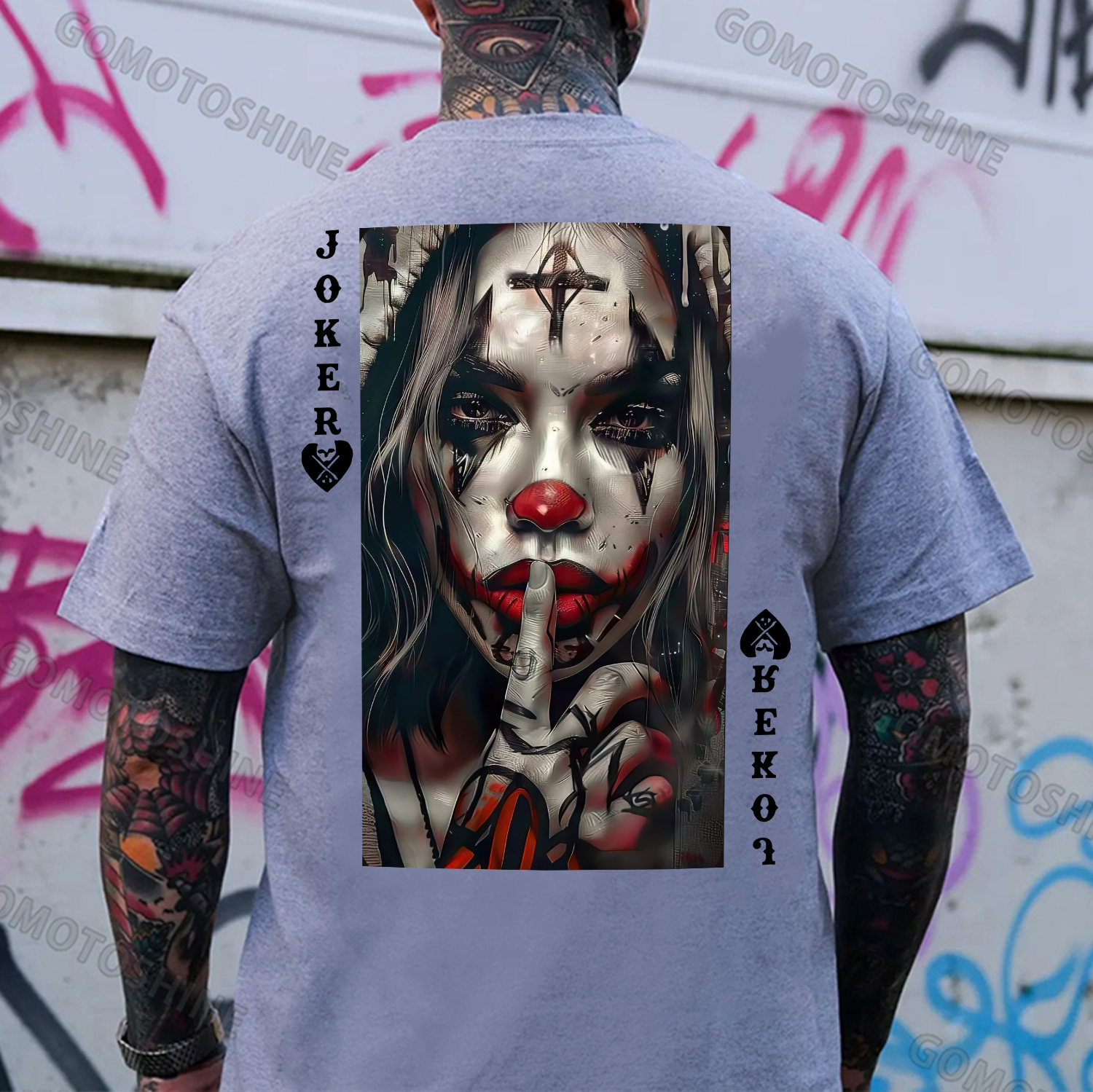 POKER JOKER GIRL Keep Silent Print Men's T-shirt Image - 3