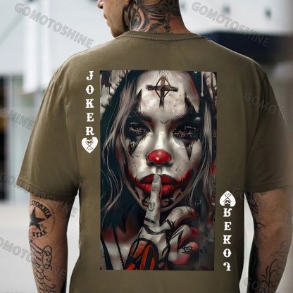 POKER JOKER GIRL Keep Silent Print Men's T-shirt Image - 5