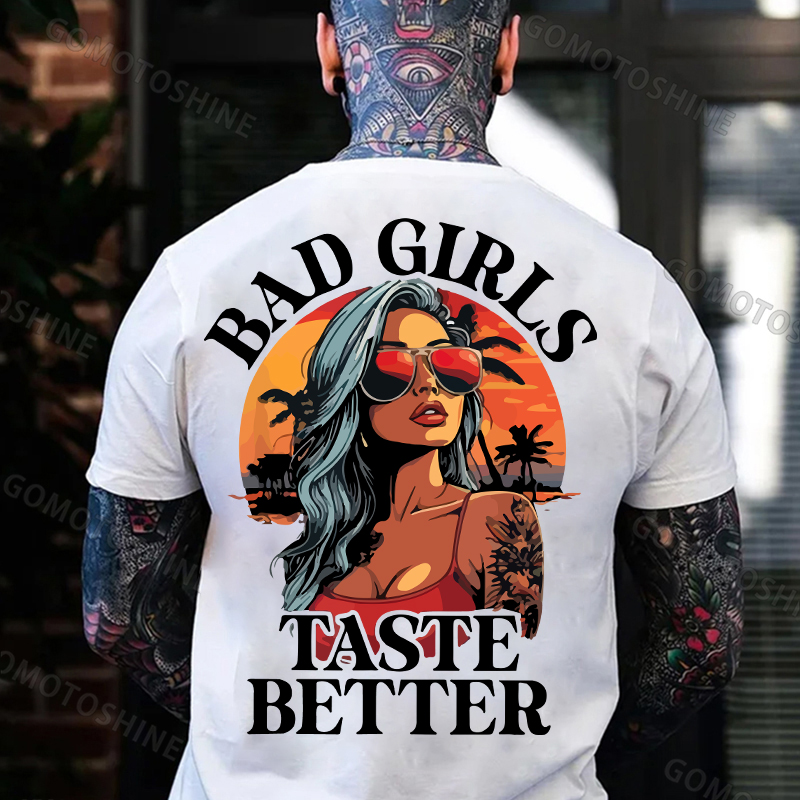 BAD GIRLS TASTE BETTER Seaside Vacation Sexy Girl Print Men's T-shirt Image - 2