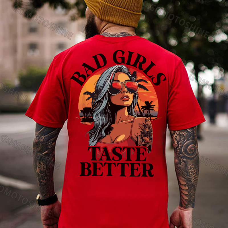 BAD GIRLS TASTE BETTER Seaside Vacation Sexy Girl Print Men's T-shirt Image - 6