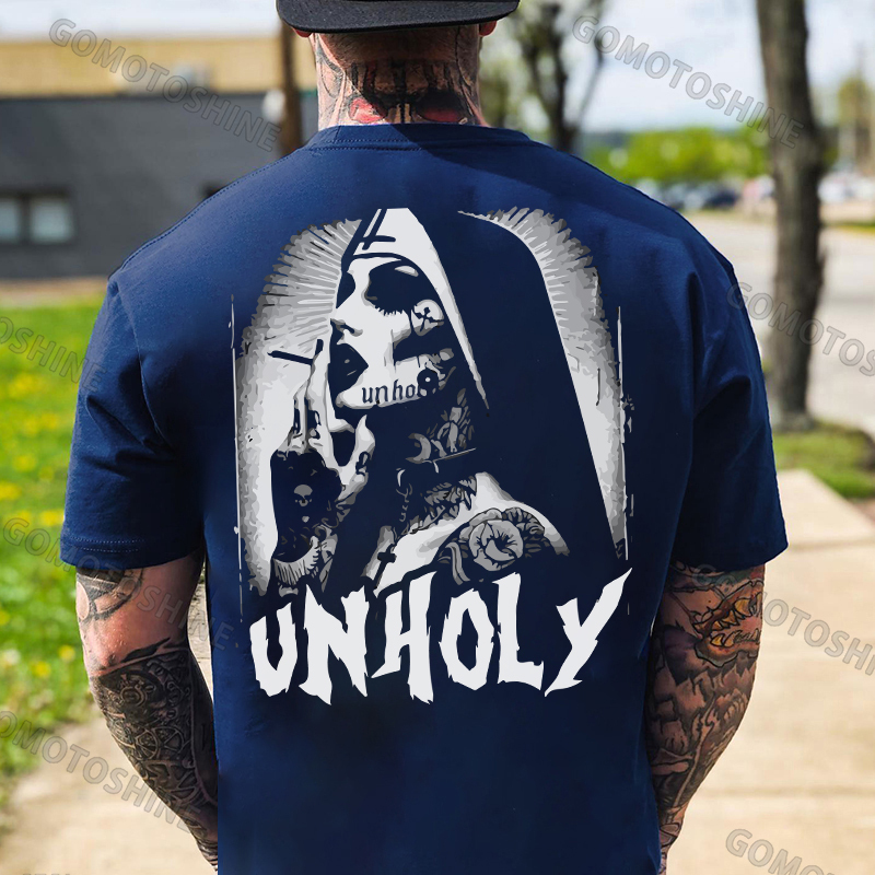 UNHOLY Gangster Tattooed Nun Print Men's T-Shirt Image - 4