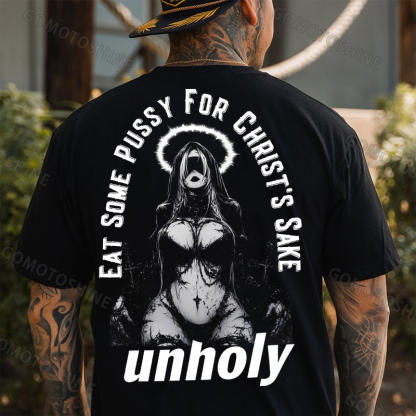 EAT SOME PUSSY FOR CHRIST'S SAKE unholy Sexy Nun Print Men's T-Shirt Image - 1