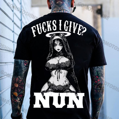 FUCKS I GIVE NUN Sexy Gloomy Nun Print Men's T-Shirt Image - 1