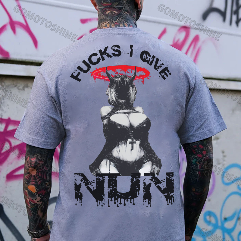 FUCKS I GIVE NUN Sexy Devil Girl Print Men's T-Shirt Image - 3