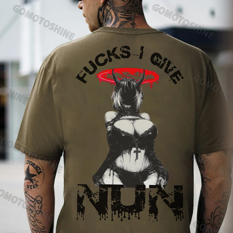 FUCKS I GIVE NUN Sexy Devil Girl Print Men's T-Shirt Image - 5
