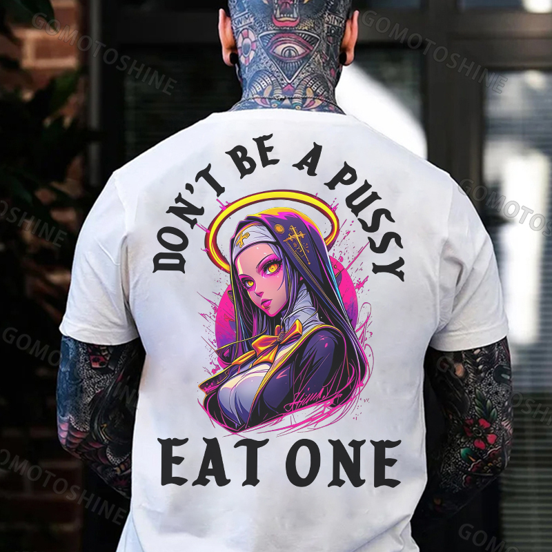 DON'T BE A PUSSY EAT ONE Magic Angel Nun Print Men's T-Shirt Image - 2