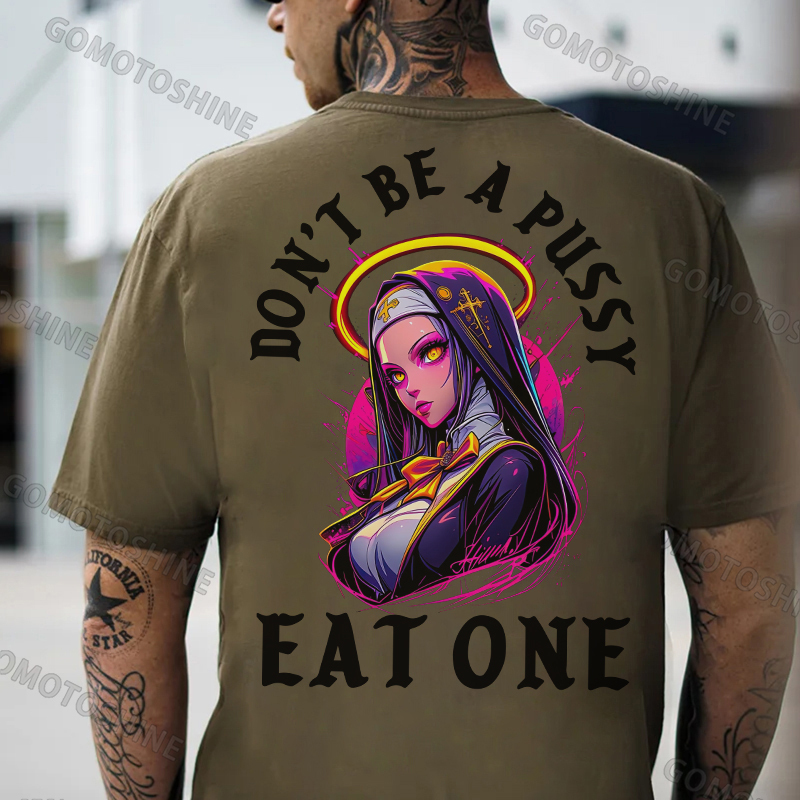 DON'T BE A PUSSY EAT ONE Magic Angel Nun Print Men's T-Shirt Image - 5