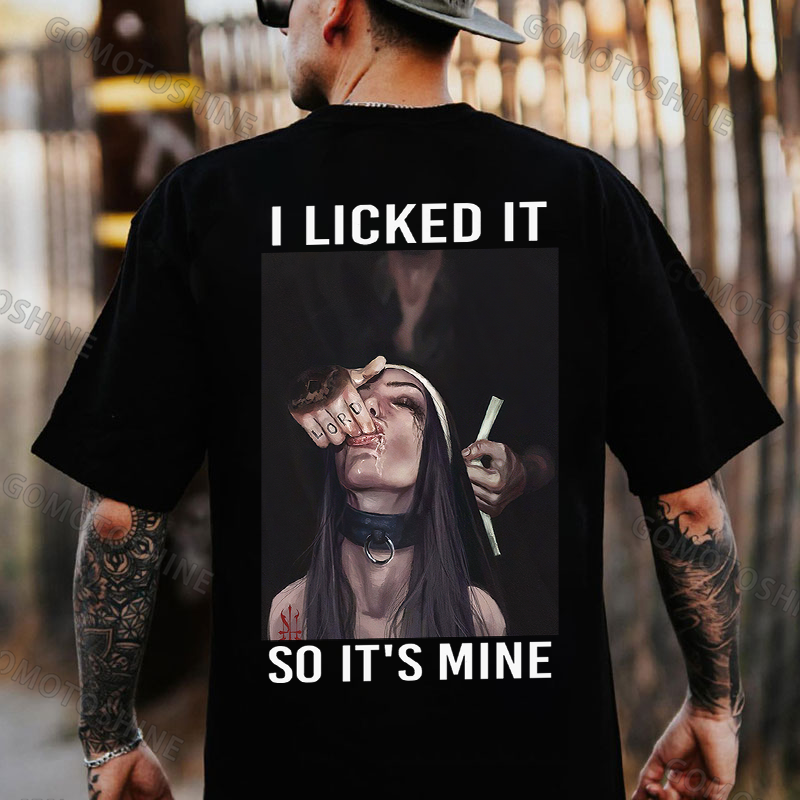 I LICKED IT SO IT'S MINE Suck Finger Nun Print Men's T-Shirt Image - 1