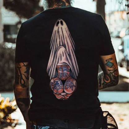 Oral Sex with Tattooed Ghost Dirty Love Black Print T-shirt Image - 1