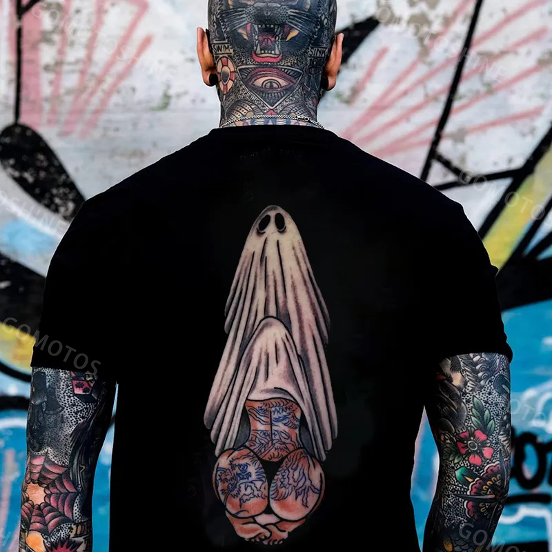 Oral Sex with Tattooed Ghost Dirty Love Black Print T-shirt Image - 4