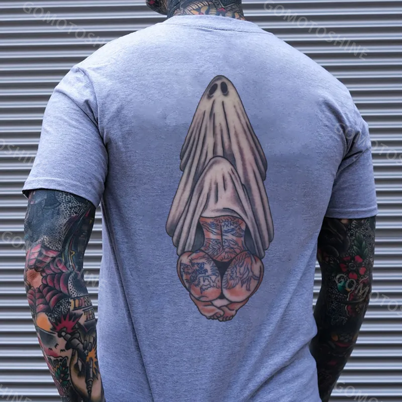 Oral Sex with Tattooed Ghost Dirty Love Black Print T-shirt Image - 9