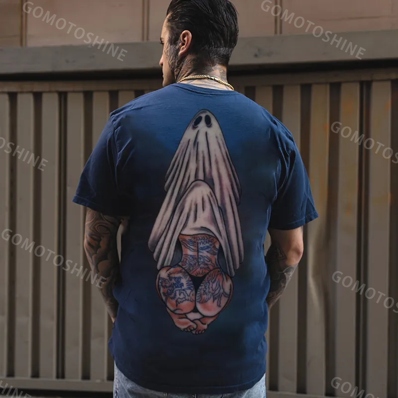 Oral Sex with Tattooed Ghost Dirty Love Black Print T-shirt Image - 11