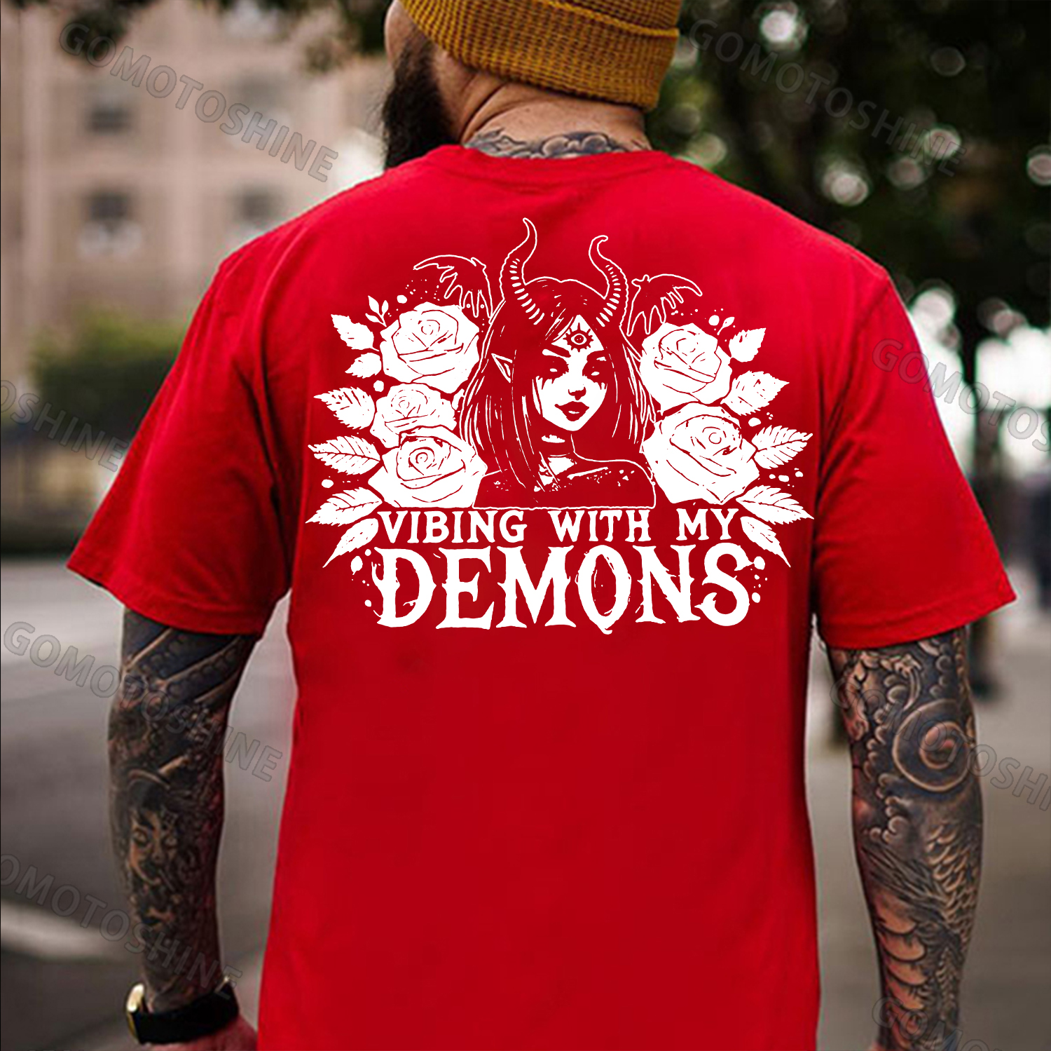 VIBING WITH MY DEMONS Devil Witch Print Men's T-shirt Image - 6