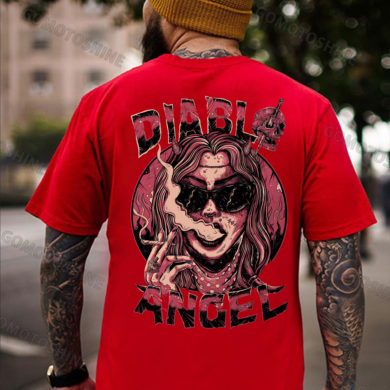 DIABLO ANGEL Smoking Lady Print Men's T-Shirt Image - 6