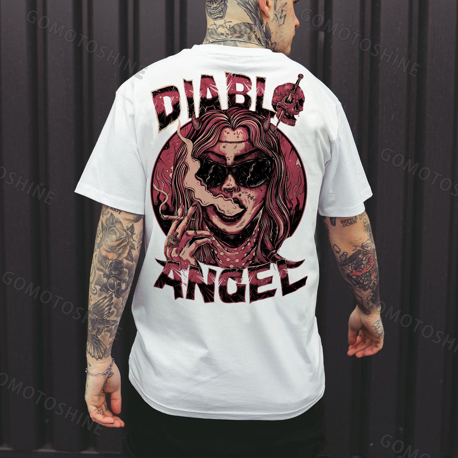 DIABLO ANGEL Smoking Lady Print Men's T-Shirt Image - 2