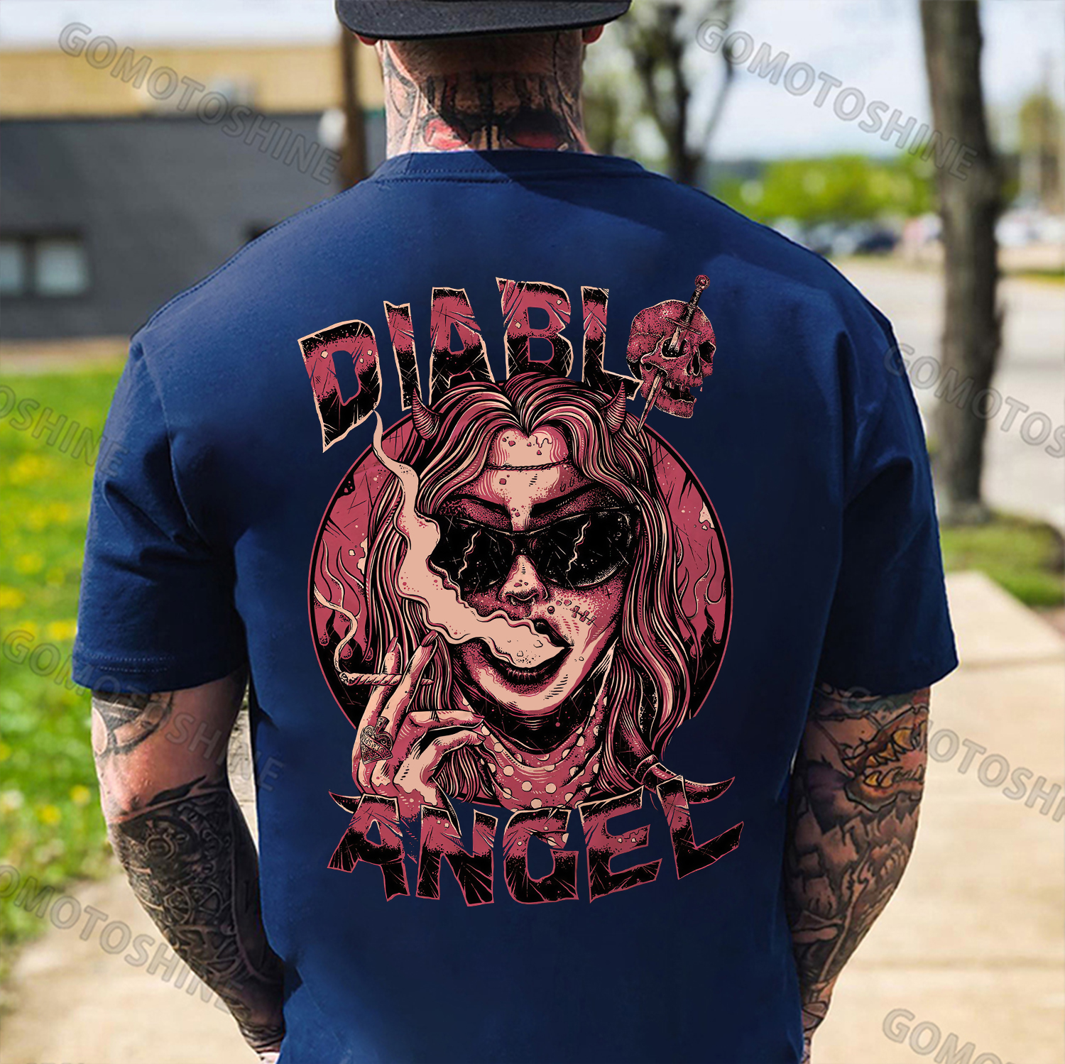 DIABLO ANGEL Smoking Lady Print Men's T-Shirt Image - 4